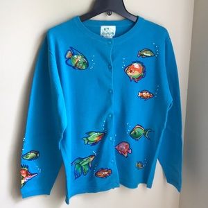 Stunning blue cardigan from The Quacker Factory